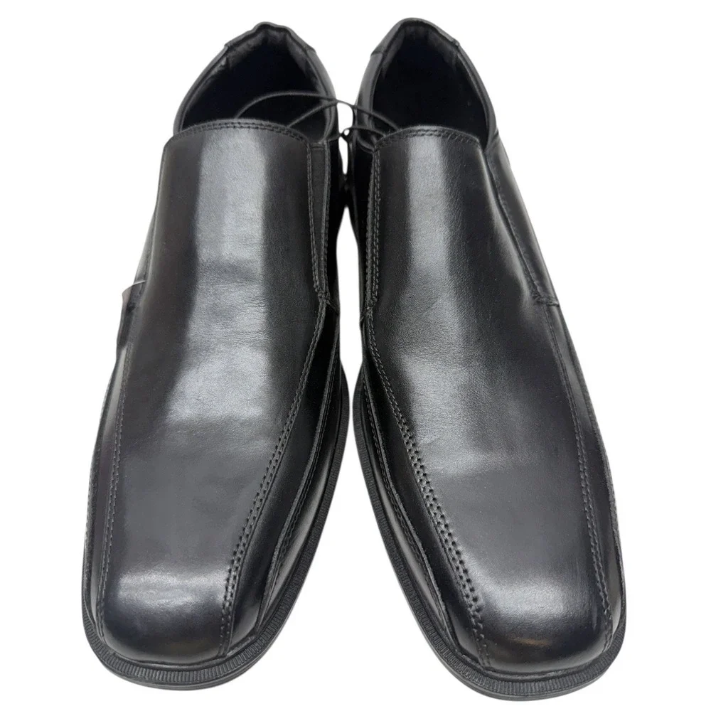 Kenneth Cole  Mens Black Leather Slip On Square Toe Dress Shoes‎ Size 10.5
